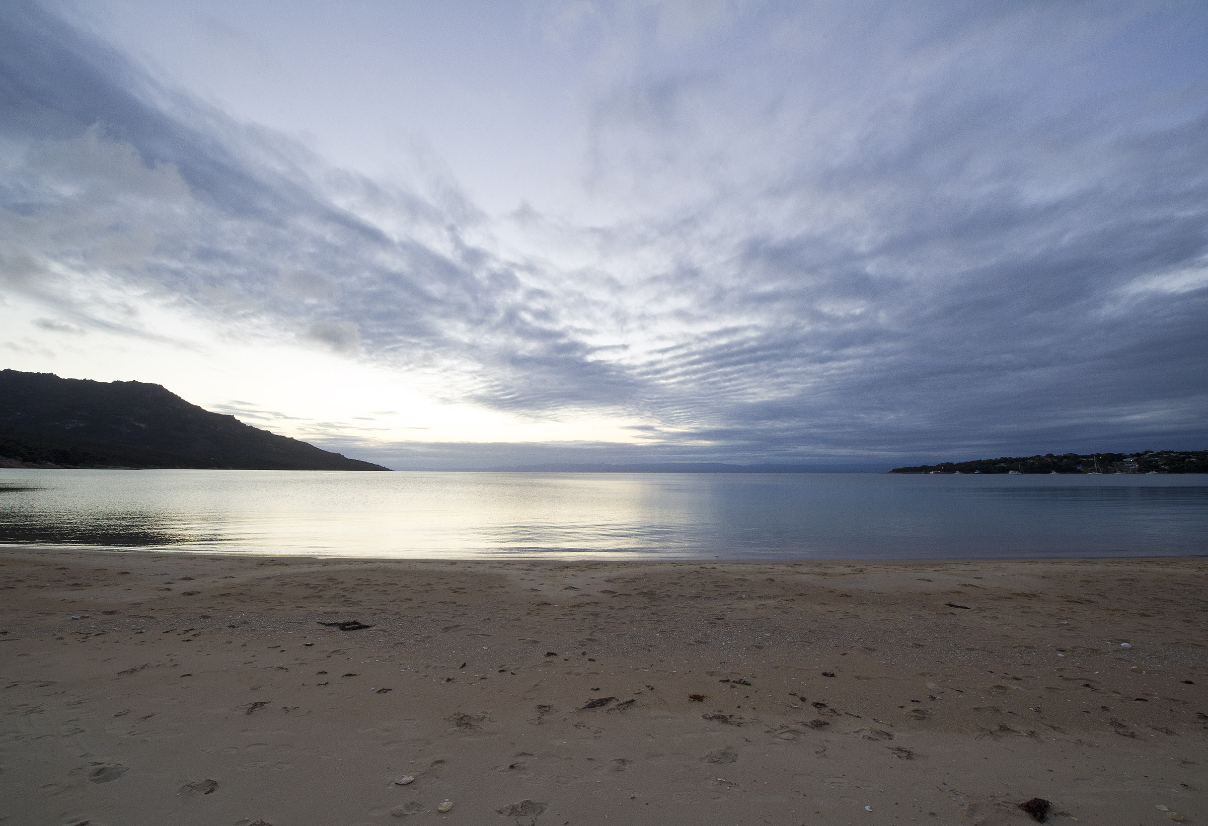 Sunset on the beach at Coles Bay Tasmania